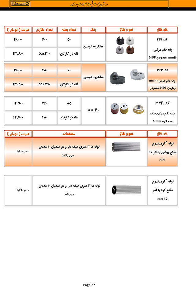 لیست قیمت بهسازان صفحه 27